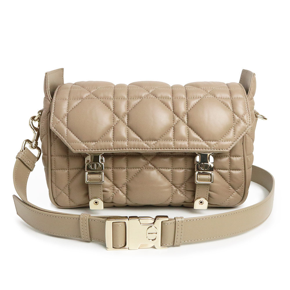 Dior Cannage Beige Shoulder CAMP Messenger Christian Leather Bag Tan Calfskin - Picture 2 of 12